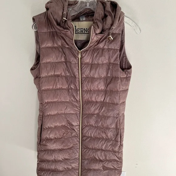 Herno long hooded vest size 44 mauve /purple - Picture 2 of 10